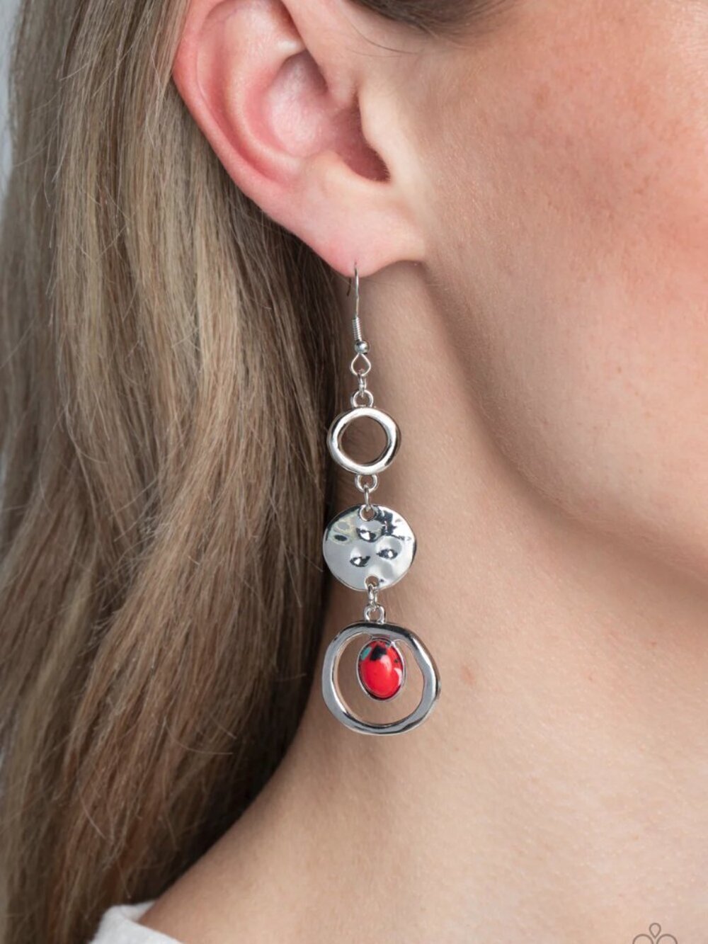 Paparazzi Jewelry Accessories - Marble Montage - Red Earrings - Vintage